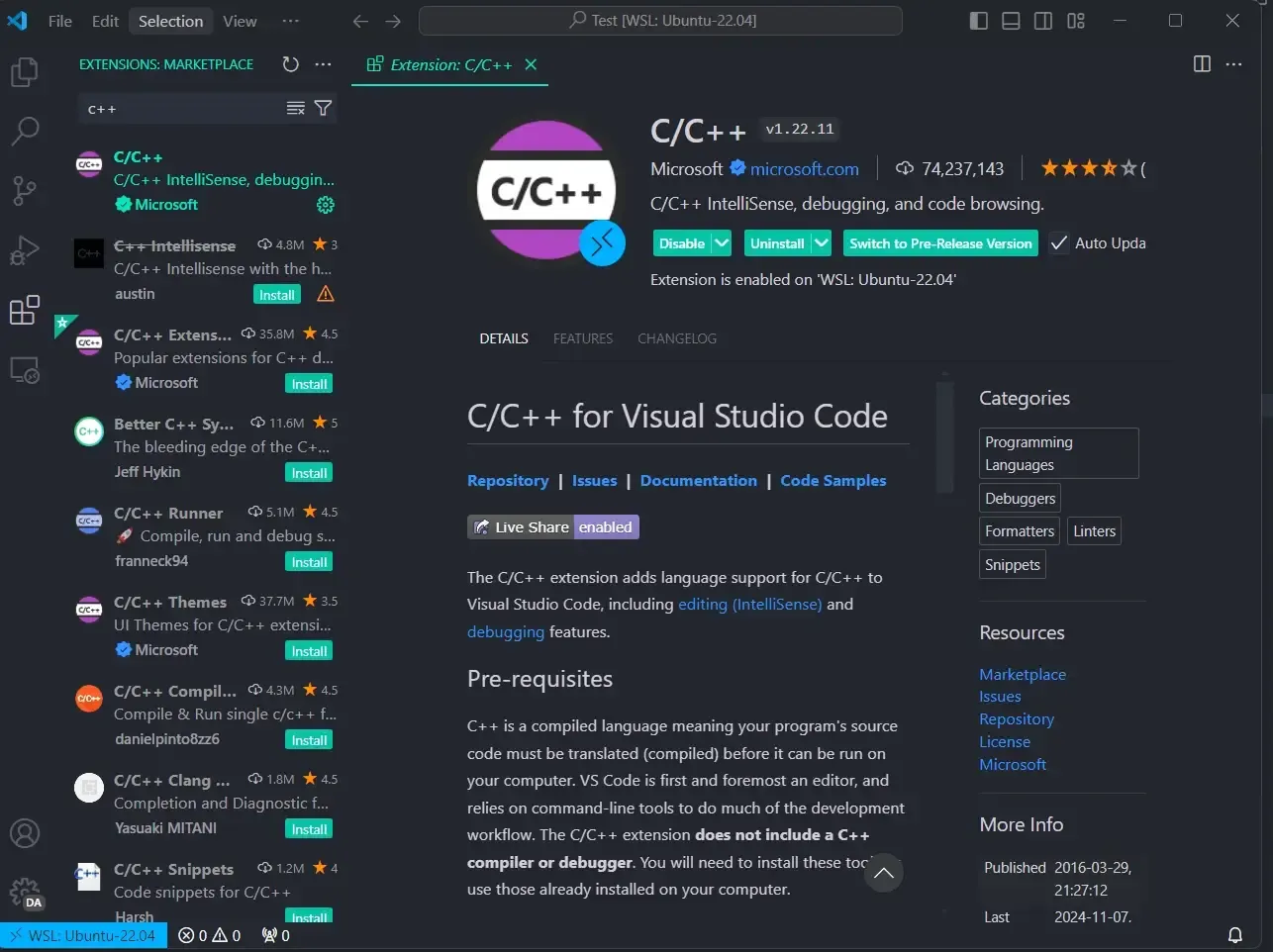 the recommended VSCode extensions for C++